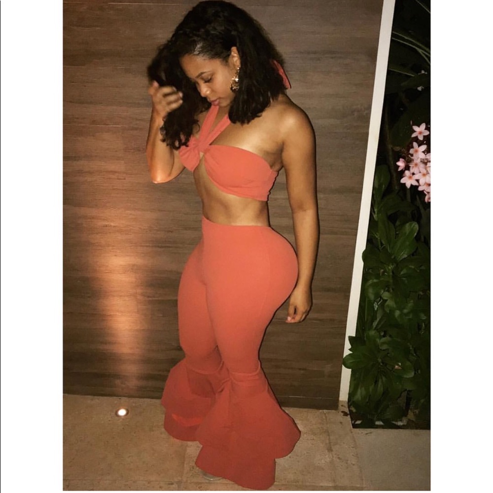 Posh By V Coral Pants Set